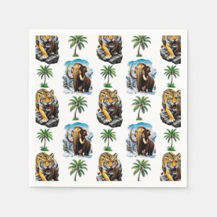Serviette En Papier Mammoth Sabertooth Tiger âge de glace Conception M