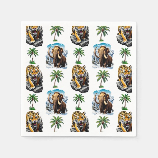 Serviette En Papier Mammoth Sabertooth Tiger âge de glace Conception M (Devant)