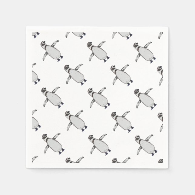 Serviette En Papier Manchot de dessin animé (Devant)