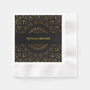 Serviette En Papier Mandala art déco traditionnel élégant or de luxe