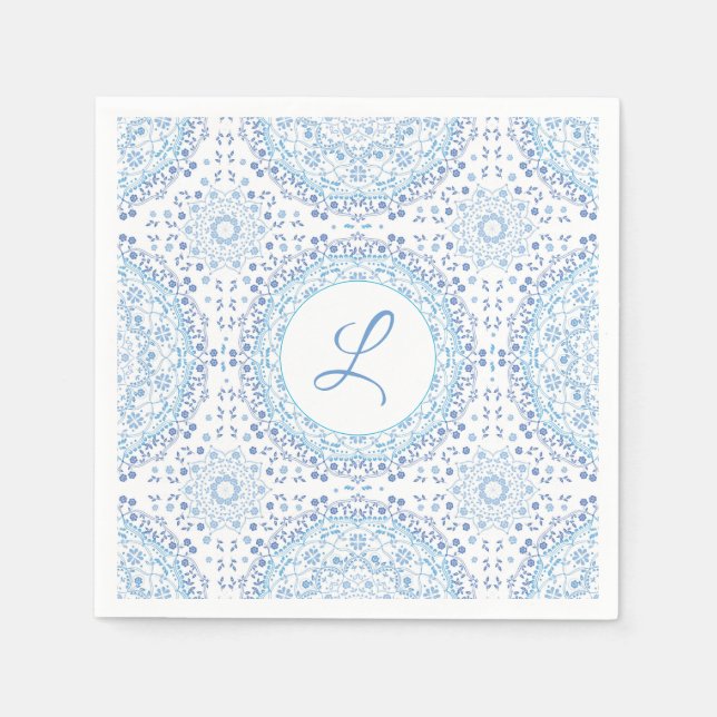 Serviette en papier Mandala bleu (Devant)