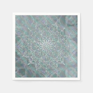 Serviette En Papier Mandala Bohème Chic à reflets irisés