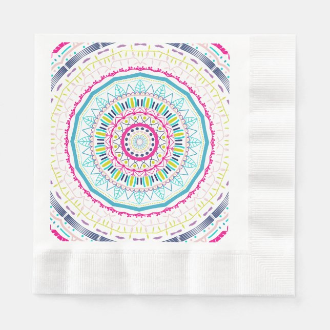 Serviette En Papier mandala coloré (Devant)
