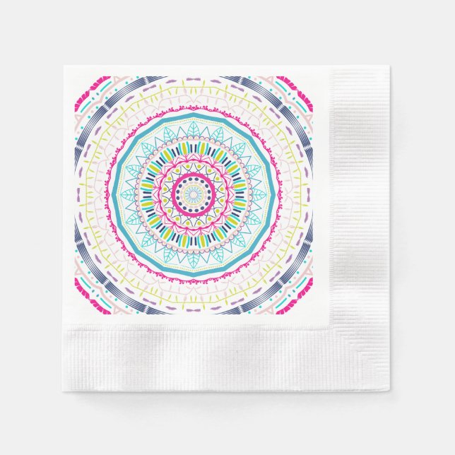 Serviette En Papier mandala coloré (Devant)