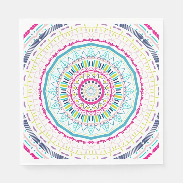 Serviette En Papier mandala coloré (Devant)