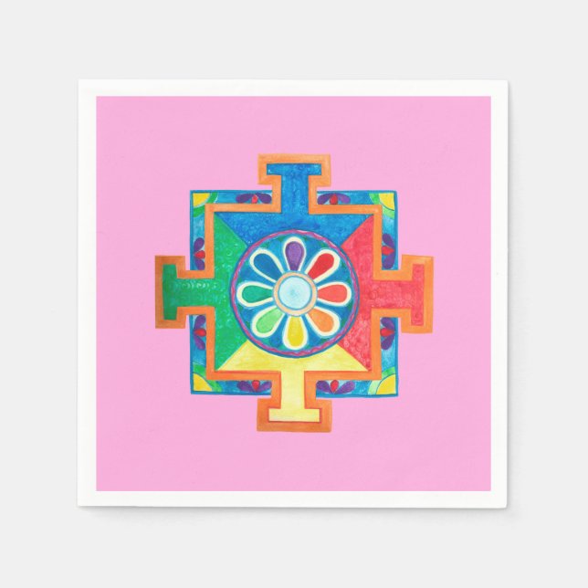 Serviette En Papier Mandala de l'aquarelle de création (Devant)