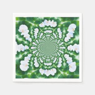 Serviette En Papier Mandala d'orchidée blanche