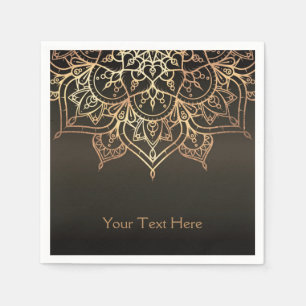 Serviette En Papier Mandala Doré Marron Terreux Bronze Moderne Fête