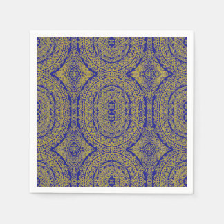 Serviette En Papier Mandala doré sur fond bleu