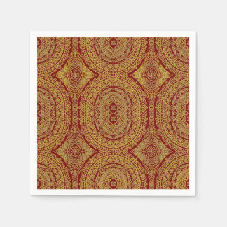 Serviette En Papier Mandala doré sur fond rouge