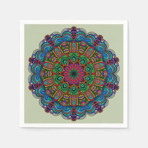 Serviette En Papier Mandala dynamique Floral & Motif géométrique