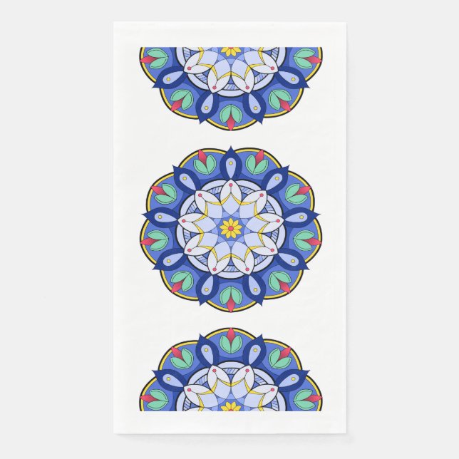 Serviette En Papier Mandala en bleu  (Devant)