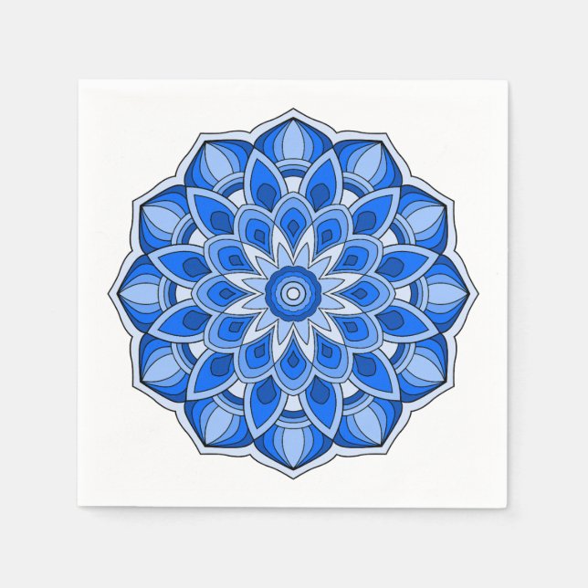 Serviette En Papier Mandala en bleu (Devant)