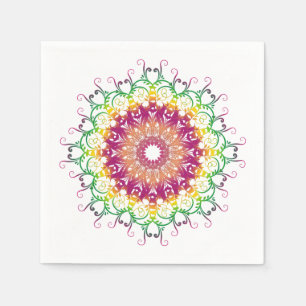 Serviette En Papier Mandala ethnique floral.