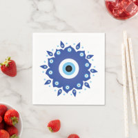 Mandala Grec Mal Oeil Bleu Blanc
