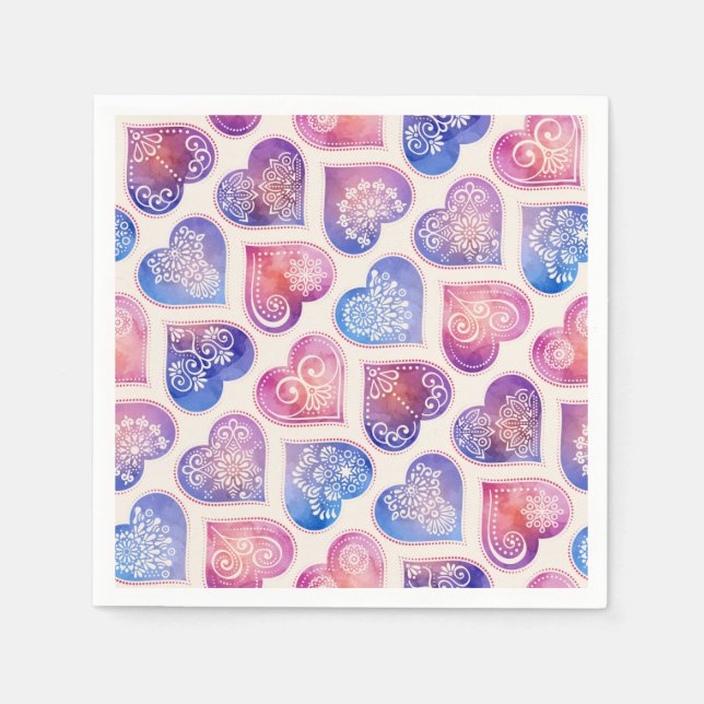 Serviette En Papier Mandala Heart Motif (Devant)