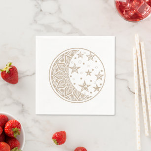 Serviette En Papier Mandala Lune et Étoiles
