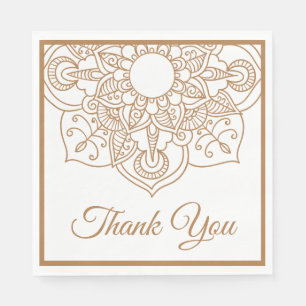 Serviette En Papier Mandala Merci Marron Bohème Indien Mariage Moderne