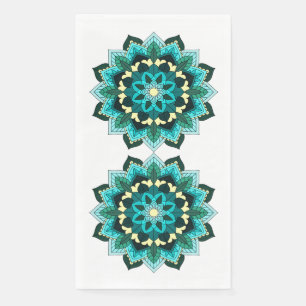 Serviette En Papier Mandala Motif 02 en aqua Napkin