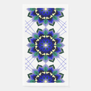 Serviette En Papier Mandala Motif 02 en Napkin bleu foncé