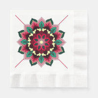 Mandala Motif 02 en Napkin rose profond