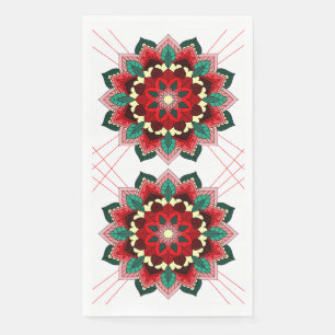 Serviette En Papier Mandala Motif 02 en rouge