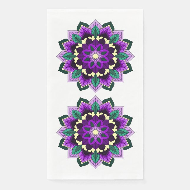 Serviette En Papier Mandala Motif 02 en violet (Devant)