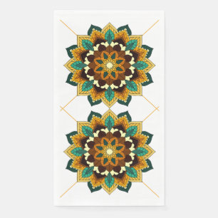 Serviette En Papier Mandala Motif 2002 en Napkin jaune et tan