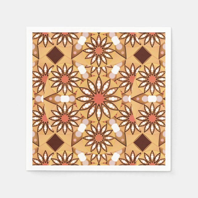 Serviette En Papier Mandala motif, bronzage caramel, chocolat (Devant)