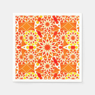Serviette En Papier Mandala motif, Coral Orange et Gold