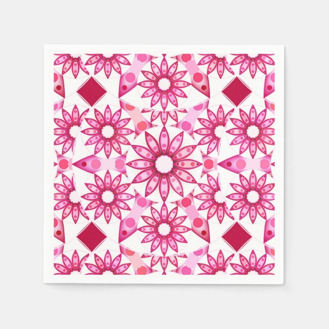 Serviette En Papier Mandala motif dans les tons roses, marron (Devant)
