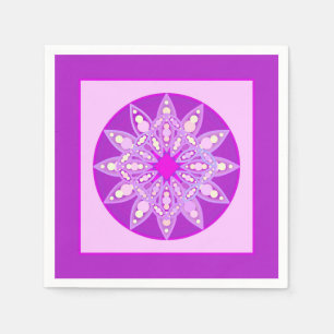 Serviette En Papier Mandala motif en violet, orchidée et rose
