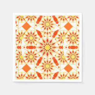 Serviette En Papier Mandala motif, rouge brique, rouille, or