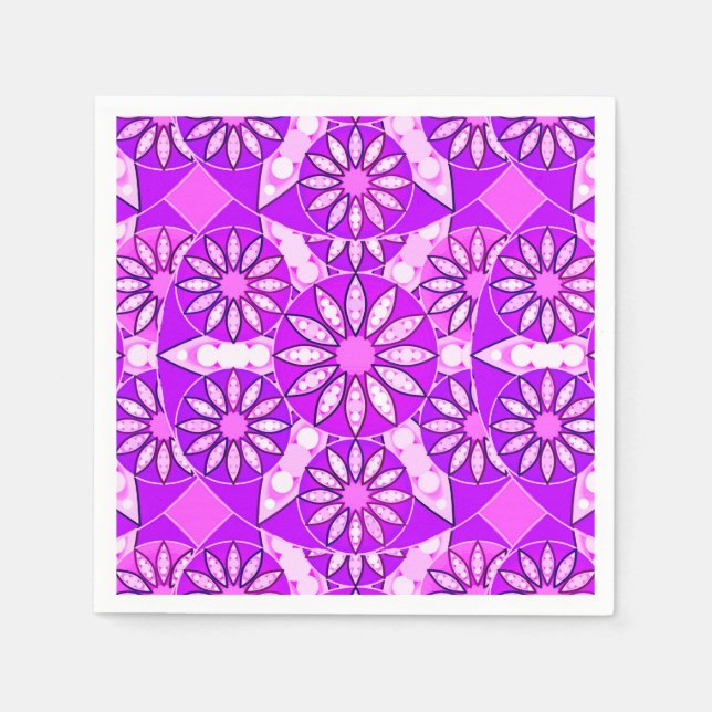 Serviette En Papier Mandala motif, violet, orchidée et rose (Devant)