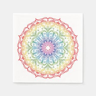 Serviette En Papier Mandala ombré arc-en-ciel 