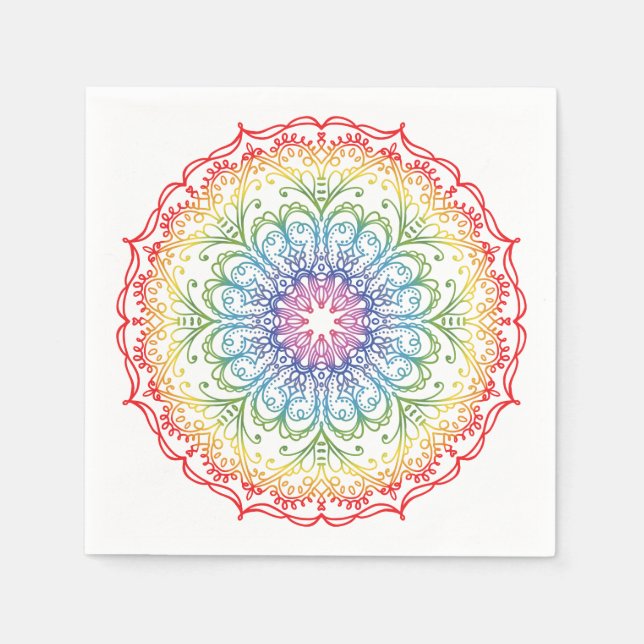 Serviette En Papier Mandala ombré arc-en-ciel  (Devant)