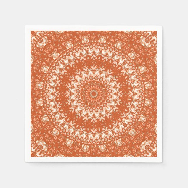 Serviette En Papier Mandala orange. (Devant)