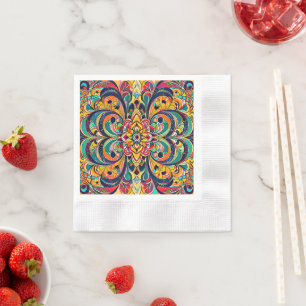 Serviette En Papier Mandala Symphonie des couleurs – Floral psychédéli