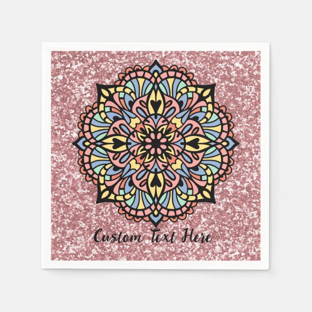 Serviette En Papier Mandala Zen Yoga Méditation Pastel Parties scintil (Devant)