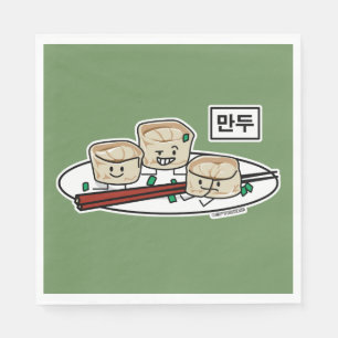 Serviette En Papier Mandu Corée dumpling dim sum petit déjeuner hangul