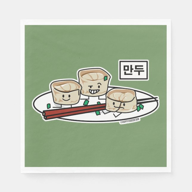 Serviette En Papier Mandu Corée dumpling dim sum petit déjeuner hangul (Devant)