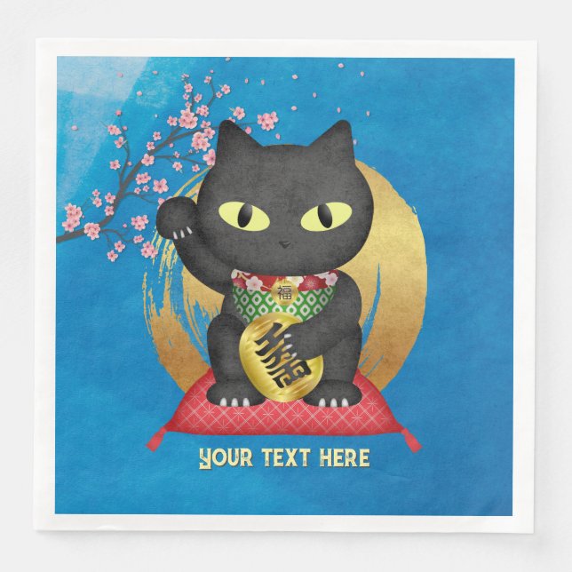 Serviette En Papier Maneki Neko Lucky Poilue (Devant)