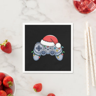 Serviette En Papier Manette de jeu vidéo chapeau de Noël de père Noël