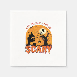 Serviette En Papier Manger, boire et être effrayant Scène Halloween Vi