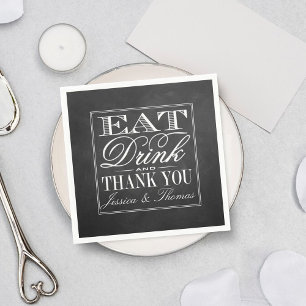 Serviette En Papier Manger, boire et être marié Chalkboard Mariage