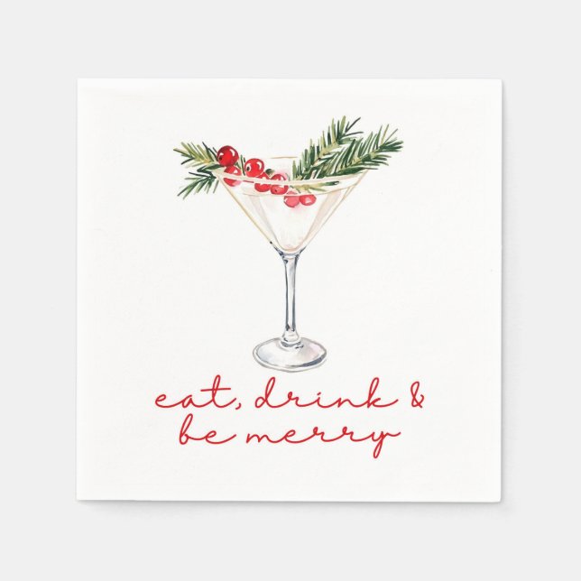 Serviette En Papier Manger, boire et joyeux Noël  (Devant)