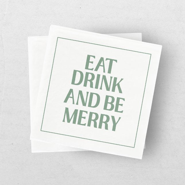 Serviette En Papier Manger Boire Et Joyeux Noël Vacances Vert (Créateur téléchargé)