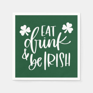 Serviette En Papier Manger Boire Être Irlandais Texte Design Fête