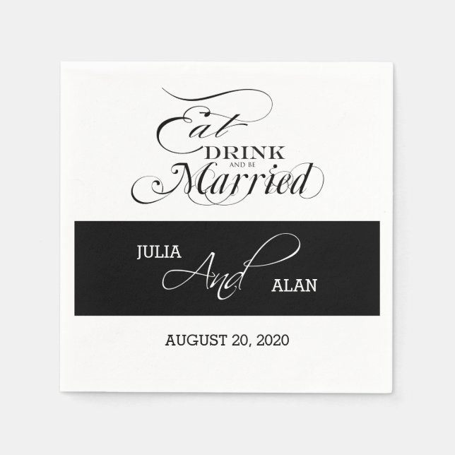 Serviette En Papier Manger, Boire, Être marié Papier Mariage serviette (Devant)