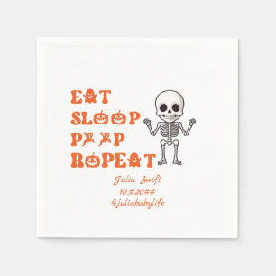 Serviette En Papier Manger Sleep Poop Répéter mignon Octobre Squelette